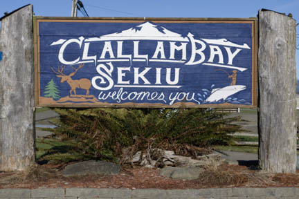 Clallam Bay and Seiku sign